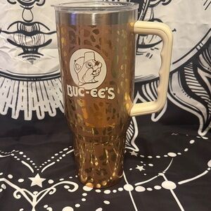 Buc-ee's Brown Leopard-Print Travel Mug with Handle